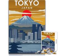 Puzzle per adulti da 1000 pezzi, poster di viaggio di Tokyo, Giappone, gioco di sfida unico, opera d'arte con taglio di precisione, formato regalo 38x52cm