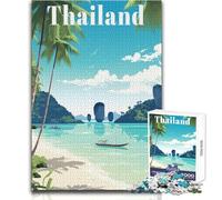 Puzzle per adulti da 1000 pezzi, poster di viaggio in Thailandia, bellissimo design, analisi del gioco e logica, regali di Babbo Natale segreto, dimensioni 38x26cm