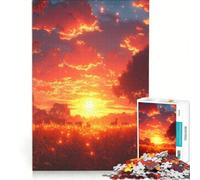 Puzzle per adulti da 1000 pezzi prato al tramonto con lucciole gioco educativo rilassante e stimolante ideale come regalo di compleanno o per occasioni speciali 38x52cm