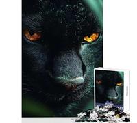 Puzzle per adulti da 1000 pezzi,primo piano della pantera nera con occhi dorati,giocattolo,decorazione da parete,opera d'arte,regalo,gioco educativo con poster abbinato e quiz,del foglio 50x75cm