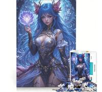 Puzzle per adulti da 1000 pezzi: Principessa fantasy dai capelli blu, gioco rompicapo, per divertimento in famiglia, per rafforzare l'amore tra le coppie 50x75cm