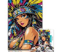 Puzzle per adulti da 1000 pezzi, principessa indiana, antistress, per ammazzare il tempo in casa, con poster abbinato e foglio di quiz (75x50cm)