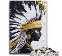 Puzzle per adulti da 1000 pezzi Principessa indiana dorata, 1000 pezzi per adolescenti, con poster abbinato e foglio di quiz per età dai 14 anni in su (50x75cm)