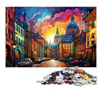 Puzzle per adulti da 1000 pezzi psichedelia colorata nel centro storico di Stoccolma Puzzle di carta per adulti Ottimi regali per Natale 1000 pezzi (38x26 cm)