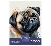 Puzzle Per Adulti Da 1000 Pezzi Pug Watercolor Dog Puzzle Per Adulti Gioco Rompicapo Analisi E Logica Attività Divertenti Da Fare A Casa, 52x38cm/1000pcs
