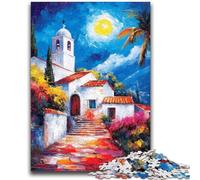 Puzzle per adulti da 1000 pezzi, puzzle "Casa sotto il cielo notturno", giocattoli, giochi educativi, antistress, adatti per la decorazione della scrivania, 50x75cm