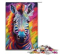 Puzzle per adulti da 1000 pezzi puzzle colorato con zebra psichedelica. Ogni pezzo è unico. Gioco stimolante e divertente per tutta la famiglia. 1000 pezzi (38x26 cm).