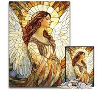 Puzzle per adulti da 1000 pezzi, puzzle con angelo in vetro colorato, design intricato per adolescenti, decorazioni fai da te e divertimento che stimola la mente, 50x75cm