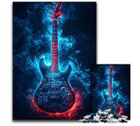 Puzzle per adulti da 1000 pezzi, puzzle con chitarra e lampi, sfida educativa, ideale come regalo per tutta la famiglia dai 14 anni in su, 26x38cm