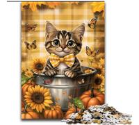 Puzzle per adulti da 1000 pezzi, puzzle con gatto tra i girasoli, giocattoli educativi per l'apprendimento, giochi per famiglie, gioco educativo per compleanno, Natale 50x75cm