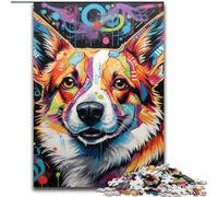 Puzzle per adulti da 1000 pezzi, puzzle con graffiti Corgi, gioco di sfida mentale per adolescenti e interazione familiare, dimensioni: 38x26cm