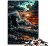 Puzzle per adulti da 1000 pezzi, puzzle con oceano in tempesta, antistress, sfida difficile, ideale come regalo per tutta la famiglia, 38x26cm