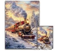 Puzzle per adulti da 1000 pezzi, puzzle con trenino sulla neve, giochi, giocattoli, regali unici per compleanni e anni dai 14 anni in su, 50x75cm