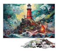 Puzzle per adulti da 1000 pezzi puzzle di carta con faro sul mare ottimi regali per Natale (dimensioni 38x26 cm)