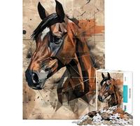 Puzzle per adulti da 1000 pezzi puzzle geometrico parziale con cavallo gioco pratico per adulti taglio di precisione compleanno e Natale (dimensioni 38x52cm)