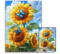 Puzzle per adulti da 1000 pezzi, puzzle girasole e farfalla, sfida educativa, ideale come regalo per tutta la famiglia dai 14 anni in su, 50x75cm