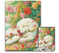 Puzzle per adulti da 1000 pezzi, puzzle Golden Retriever felice, design intricato per adolescenti, decorazioni fai da te e divertimento che stimola il cervello, 50x75cm