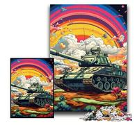 Puzzle per adulti da 1000 pezzi, puzzle in cartone colorato con carro armato, 26x38cm, per serate di gioco in famiglia, opere d'arte decorative fai da te.