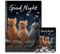 Puzzle per adulti da 1000 pezzi, puzzle in legno "Good Night Kitty", antistress, per trascorrere il tempo in casa, un'opera d'arte per bambini dai 14 anni in su, 50x75cm