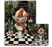 Puzzle per adulti da 1000 pezzi, puzzle in legno raffigurante un gallo nel water, giochi educativi, per migliorare l'amore tra coppie dai 14 anni in su, 50x75cm