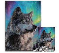 Puzzle per adulti da 1000 pezzi, puzzle "Lupo sotto l'aurora", giocattoli educativi per l'apprendimento, ideali come regali per tutta la famiglia dai 14 anni in su, 50x75cm