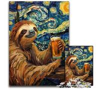 Puzzle per adulti da 1000 pezzi, puzzle notturno con bradipo che beve, sfida educativa, ideale come regalo per tutta la famiglia dai 14 anni in su, 26x38cm