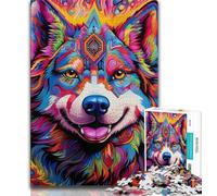 Puzzle per adulti da 1000 pezzi,puzzle psichedelici con lupo,difficili da trovare,perfetti per trascorrere il tempo libero in casa,con pezzi completamente interconnessi e di forma casuale (38x26cm)