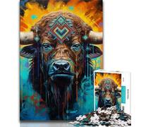 Puzzle per adulti da 1000 pezzi,puzzle psichedelici di Buffalo,difficili da trovare,perfetti per passare il tempo in vacanza,con pezzi completamente interconnessi e di forma casuale (75x50cm)