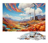 Puzzle per adulti da 1000 pezzi puzzle psichedelico del parco eolico giochi in legno per famiglie regali di Natale e compleanno (dimensioni 75x50 cm)