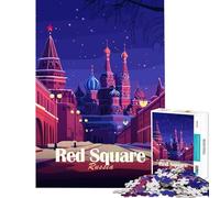 Puzzle per adulti da 1000 pezzi Quadrato Rosso Russia di notte Un gioco avvincente per coltivare la pazienza ideale per tutta la famiglia perfetto come decorazione o come regalo divertente (38x26cm)
