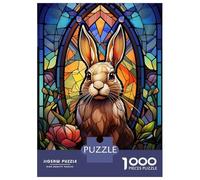 Puzzle Per Adulti Da 1000 Pezzi Rabbit Bunny Stained Glass Puzzle Per Adolescenti Gioco Pratico Decorazione Per La Casa È Ideale Come Regalo 70x50cm/1000pcs