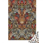 Puzzle Per Adulti Da 1000 Pezzi Rabbit Floral Pattern Puzzle Per Adulti Giochi Divertenti Corsa Di Velocità Gioco Impegnativo Regali 52x38cm/1000pcs