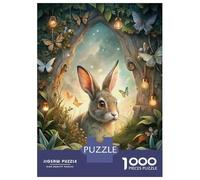Puzzle Per Adulti Da 1000 Pezzi Rabbit in Enchanted Forest with Butterflies Puzzle Per Adulti, Gioco Rompicapo Divertente E Umoristico, Regali Unici Per Compleanno E Natale 70x50cm/1000pcs