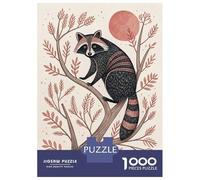 Puzzle Per Adulti Da 1000 Pezzi Raccoon in A Tree with Red Moon Puzzle Giochi Rilassanti Taglio Di Precisione Interazione Genitore-figlio 70x50cm/1000pcs