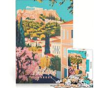 Puzzle per adulti da 1000 pezzi raffigurante Atene, Grecia, un dipinto, un gioco da parete, ideale per l'interazione genitore-figlio, compleanni e altre occasioni 38x26cm