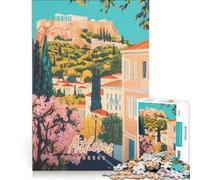 Puzzle per adulti da 1000 pezzi raffigurante Atene, Grecia Un gioco rilassante, di difficoltà elevata, con poster abbinato e foglio di curiosità 38x52cm