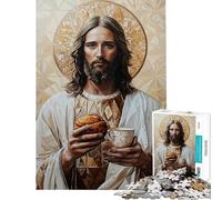 Puzzle per adulti da 1000 pezzi raffigurante Gesù con pane e calice Giochi per famiglie attività divertenti e impegnative da fare a casa (dimensioni 50x75cm)