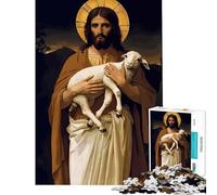 Puzzle per adulti da 1000 pezzi raffigurante Gesù Cristo con un agnello un gioco educativo e stimolante per il relax ideale per attività in famiglia e come regalo di compleanno (dimensioni 38x26cm)