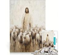 Puzzle per adulti da 1000 pezzi raffigurante Gesù il Buon Pastore un gioco fai-da-te un divertente antistress con poster e foglio di curiosità abbinati 38x52cm