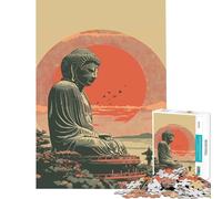 Puzzle per adulti da 1000 pezzi raffigurante il Buddha Kamakura sulla montagna gioco educativo e stimolante ideale per il relax e le attività in famiglia regalo di compleanno (dimensioni 38x52cm)
