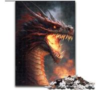 Puzzle per adulti da 1000 pezzi raffigurante il drago di fuoco nero, un regalo perfetto per il divertimento in famiglia (dimensioni 26x38cm)