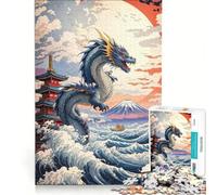 Puzzle per adulti da 1000 pezzi raffigurante il drago giapponese e il monte Fuji, decorazione da parete, perfetto per arredare la casa, con poster e foglio di curiosità abbinati 38x26cm