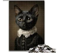 Puzzle per adulti da 1000 pezzi raffigurante il gatto nero nobile, in legno, rompicapo impegnativo per adolescenti, gioco interattivo divertente per famiglie, dimensioni 50X75cm