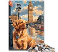 Puzzle per adulti da 1000 pezzi raffigurante il Golden Retriever sotto il Big Ben, un gioco stimolante, ideale come regalo per tutta la famiglia (50x75cm)