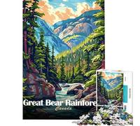 Puzzle per adulti da 1000 pezzi raffigurante il Grande Orso nella foresta pluviale canadese paesaggio artistico Puzzle per adulti decorazione murale assemblaggio interazione genitore-figlio (38x26cm)