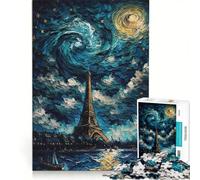 Puzzle per adulti da 1000 pezzi raffigurante il lago della Torre Eiffel giochi rilassanti e attività divertenti da fare a casa con poster e foglio di curiosità abbinati 50x75cm