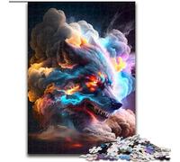 Puzzle per adulti da 1000 pezzi raffigurante il lupo nel fumo, realizzato in cartone, regalo perfetto per compleanni, Natale, Halloween, Ringraziamento, Pasqua, 1000 pezzi(26x38cm)