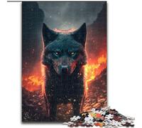 Puzzle per adulti da 1000 pezzi raffigurante il lupo nero selvaggio, dimensioni 26x38cm, ideale per il divertimento in famiglia, il relax e come regalo per le feste.
