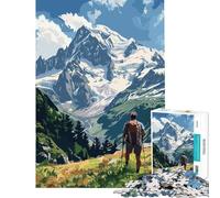 Puzzle per adulti da 1000 pezzi raffigurante il Monte Bianco in Francia ideale per compleanni e Natale Gioco di precisione con taglio manuale adatto a partire dai 14 anni (38x52cm)