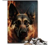 Puzzle per adulti da 1000 pezzi, raffigurante il pastore tedesco in fiamme, puzzle impegnativi, dimensioni 50x75cm, regalo per la sfida mentale, attività educativa per adolescenti
